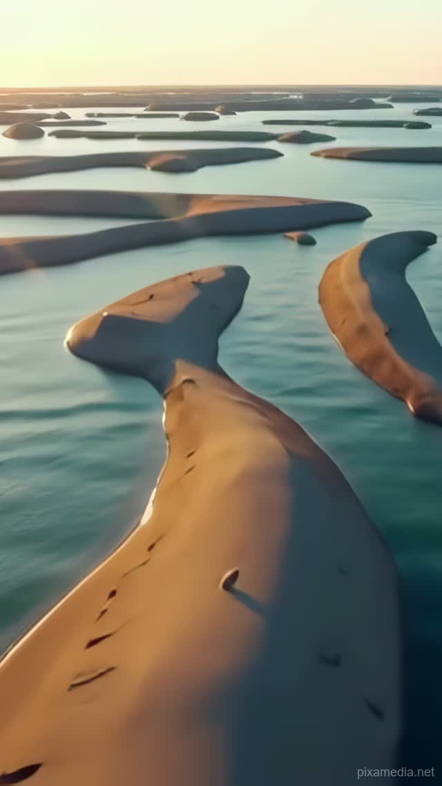 Sandbars Vein the Turquoise Sea - Drone & Aerial AI stock